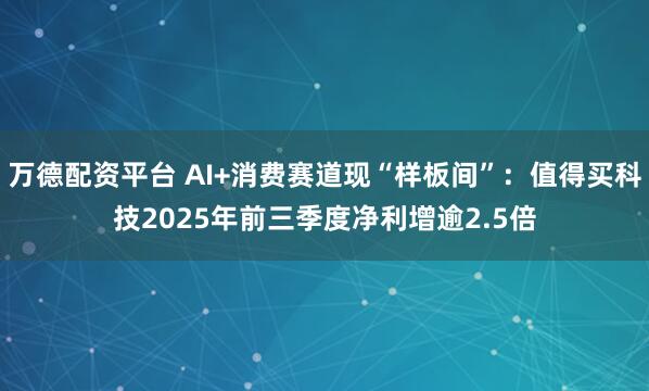 万德配资平台 AI+消费赛道现“样板间”：值得买科技2025年前三季度净利增逾2.5倍
