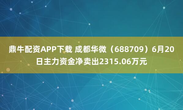 鼎牛配资APP下载 成都华微（688709）6月20日主力资金净卖出2315.06万元